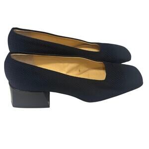 Via Spiga Neiman Marcus Italy Navy Textured Block Heel Pumps Square Toe
